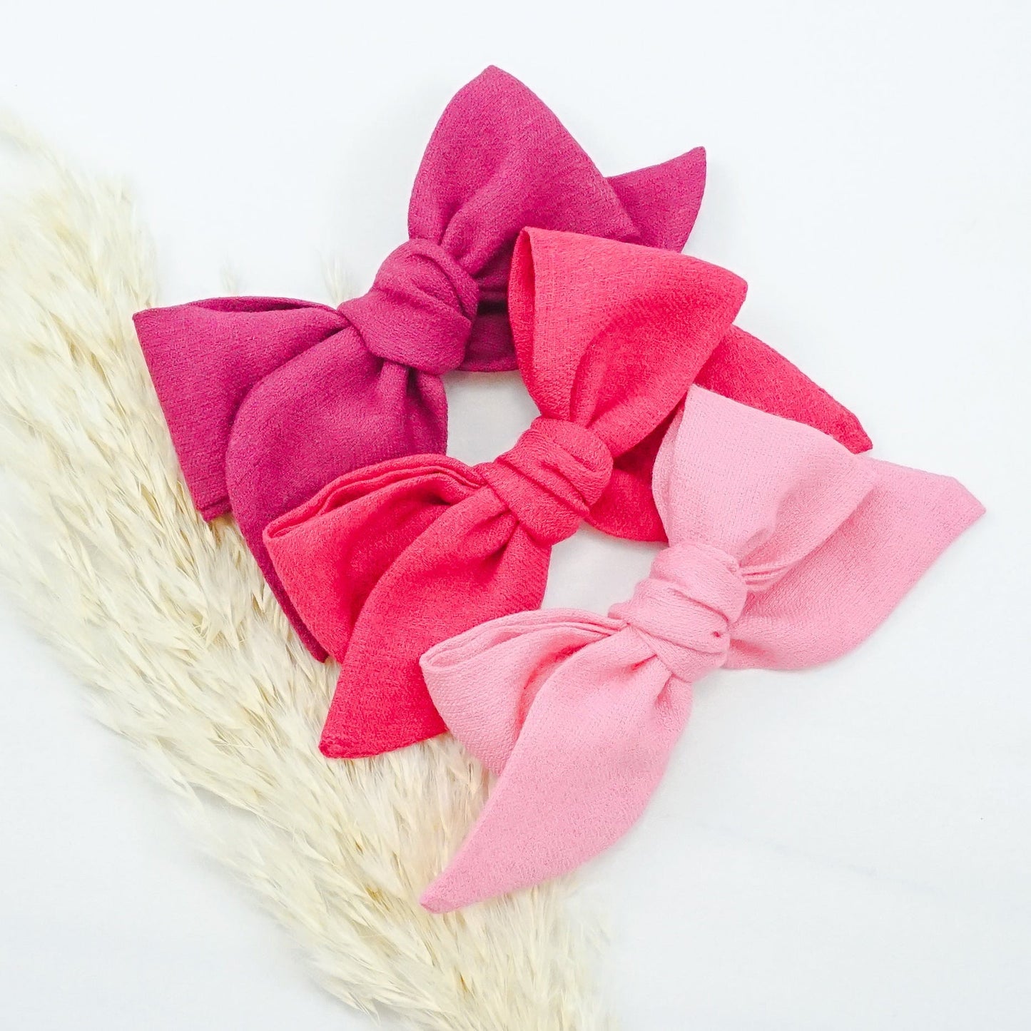 Handtied Fabric Bow - Bubble Gum